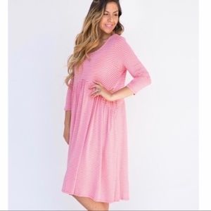 NWT Agnes & Dora XL Oakley Pink Stripe Dress Coral